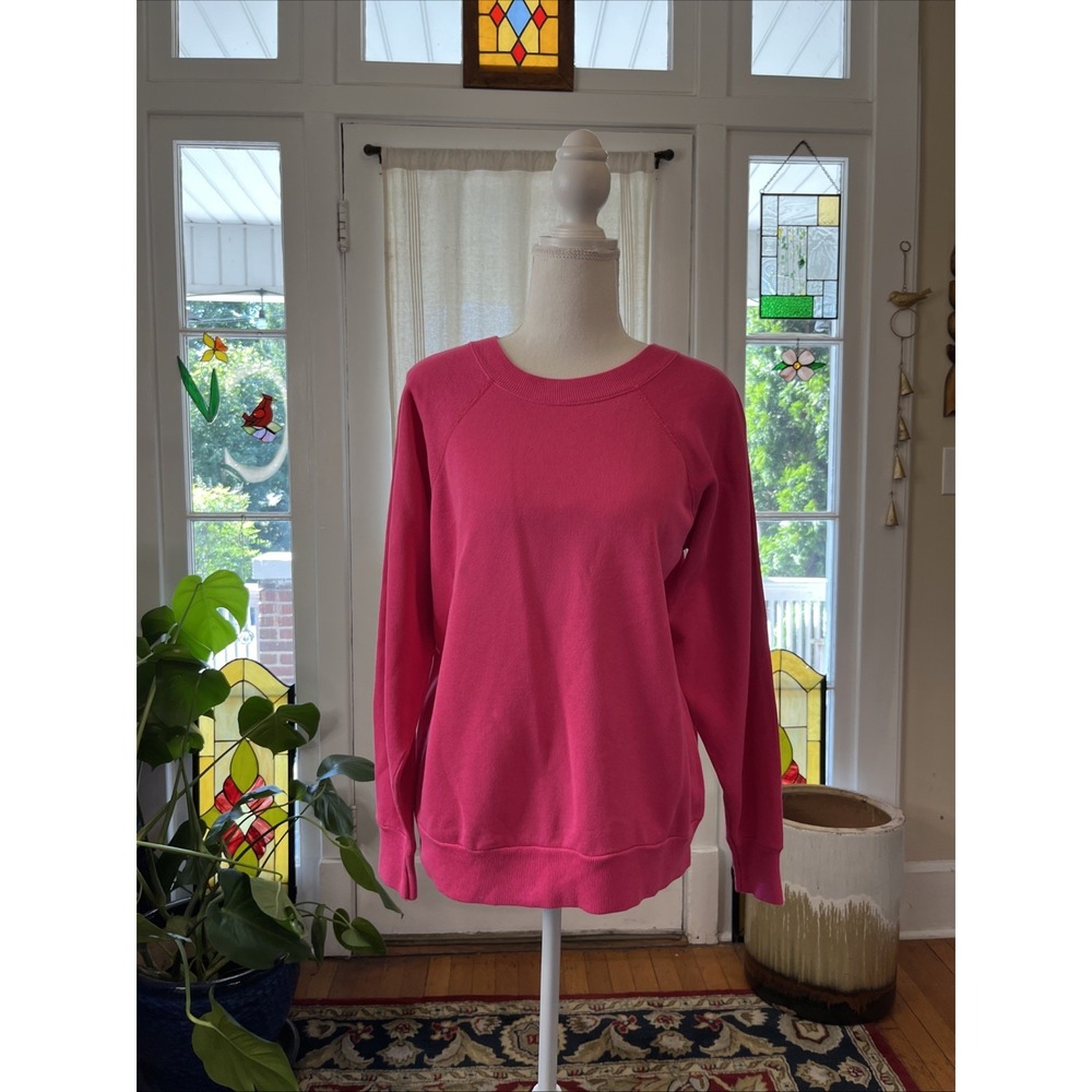 Vintage 80s Pannill Hot Pink Crewneck Sweatshirt Blank M USA Union Retro Solid